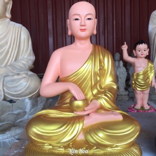 Tượng Sivali thánh tăng màu vàng cao 30cm
