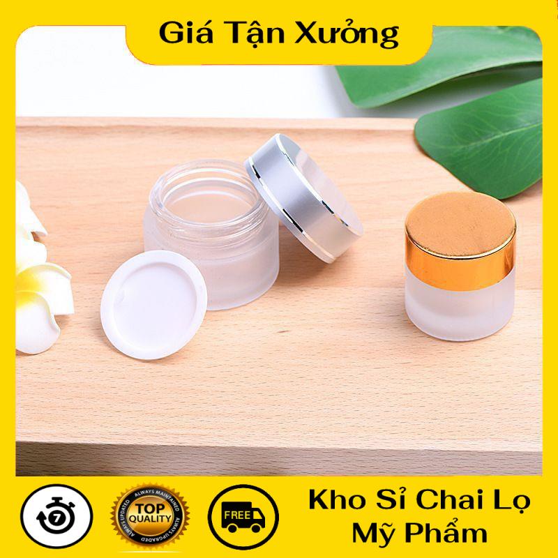 Hũ Chiết Mỹ Phẩm ❤ Hũ chiết mỹ phẩm thủy tinh mờ 30g,50g Nắp Vàng,Bạc,Đen , lọ đựng kem , phụ kiện du lịch