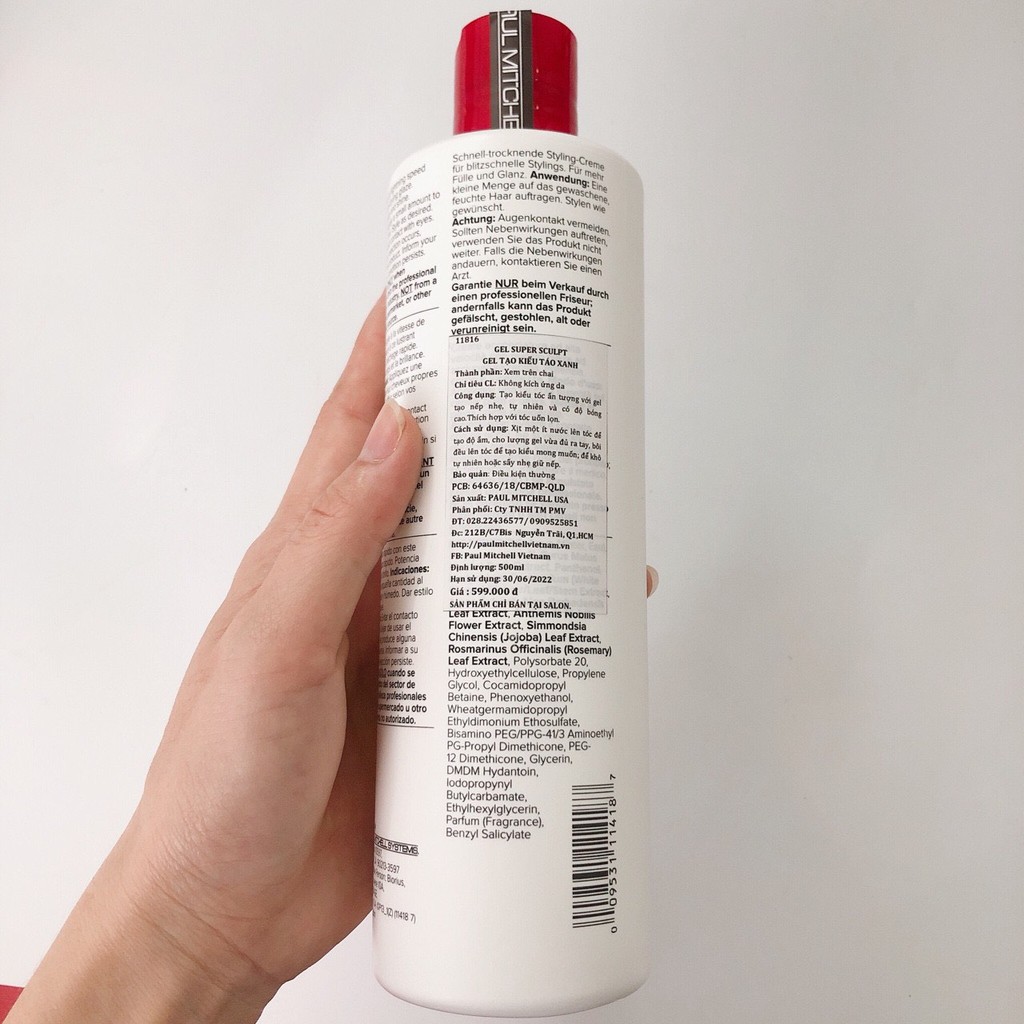 Gel tạo nếp tóc uốn mùi táo xanh Paul Mitchell Super Sculpt 250ml