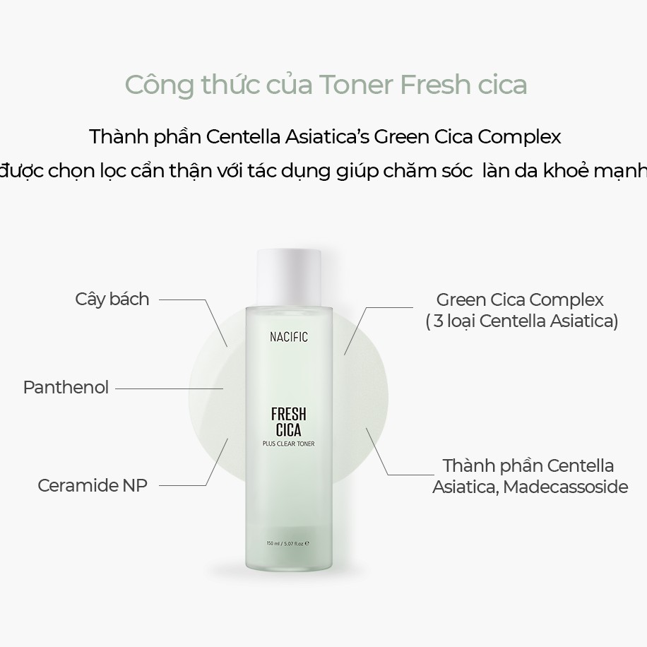 Nước cân bằng dành cho da mụn NACIFIC Fresh Cica Plus Clear Toner 150ml