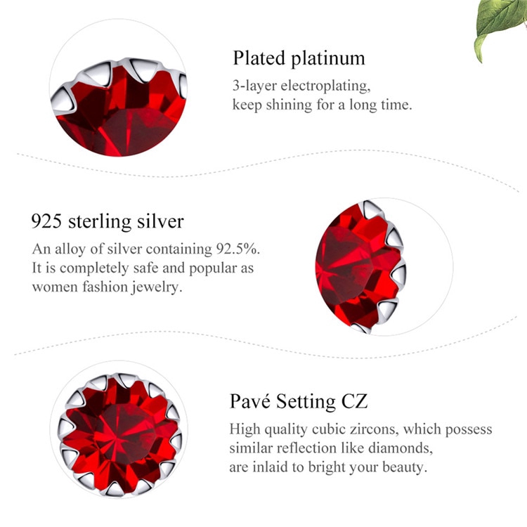 Bông tai bạc 925 BAMOER SCE862 đính đá zircon