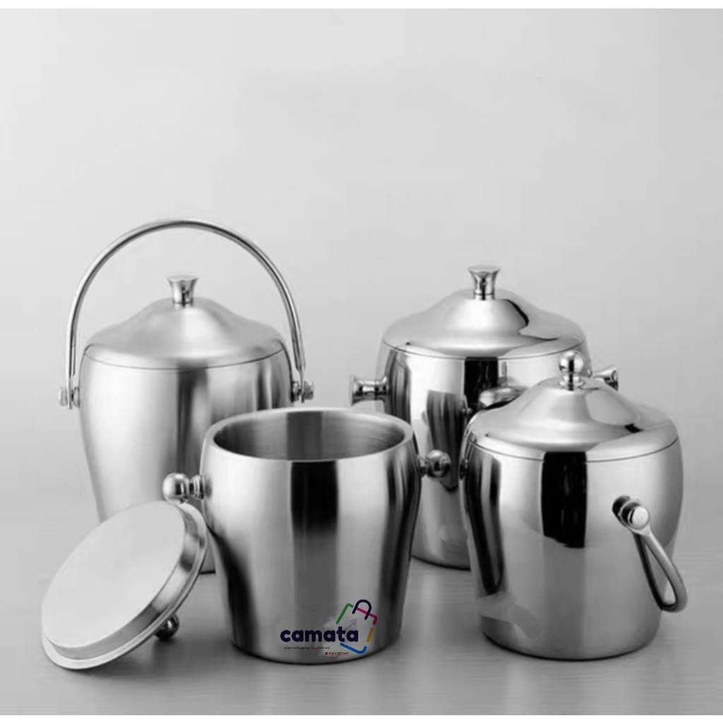 Xô Đựng Đá Inox 2 Lớp – Giữ Nhiệt - Ướp Lạnh Mini – Dành Cho Quán Bar – 1,2L – 2l - Camata Shop