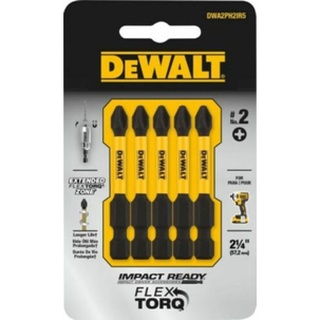 Bộ 5 mũi vít dewalt ph2 58mm flextorq chuôi lục giác dwa2ph2ir5-z - chính hãng