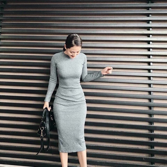 FREESHIP ĐƠN 99K_[ Freeship] Đầm body thun gân tay dài kèm ảnh thật | BigBuy360 - bigbuy360.vn