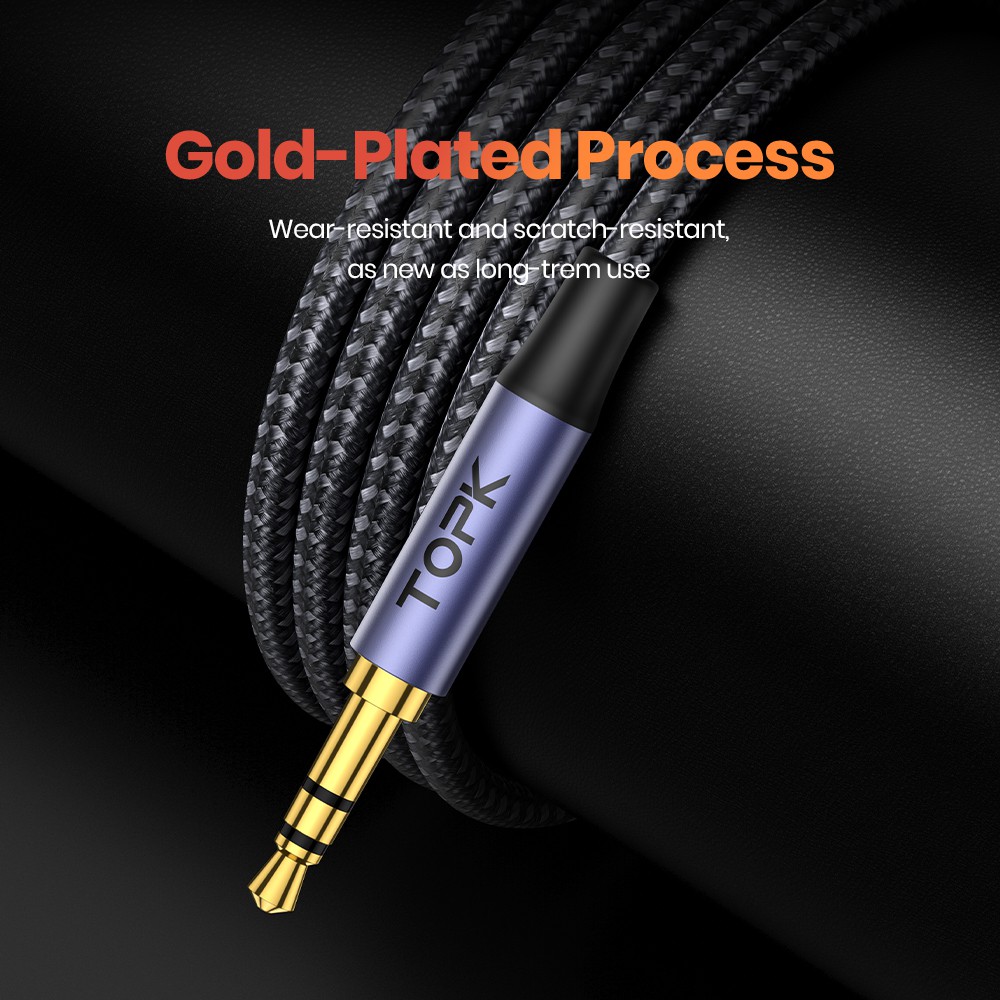 Dây Cáp Mở Rộng AUX TOPK YP10 Tai Nghe Đầu Cắm Sang Lỗ Cắm Aux 3.5 mm - Hàng Chính Hãng