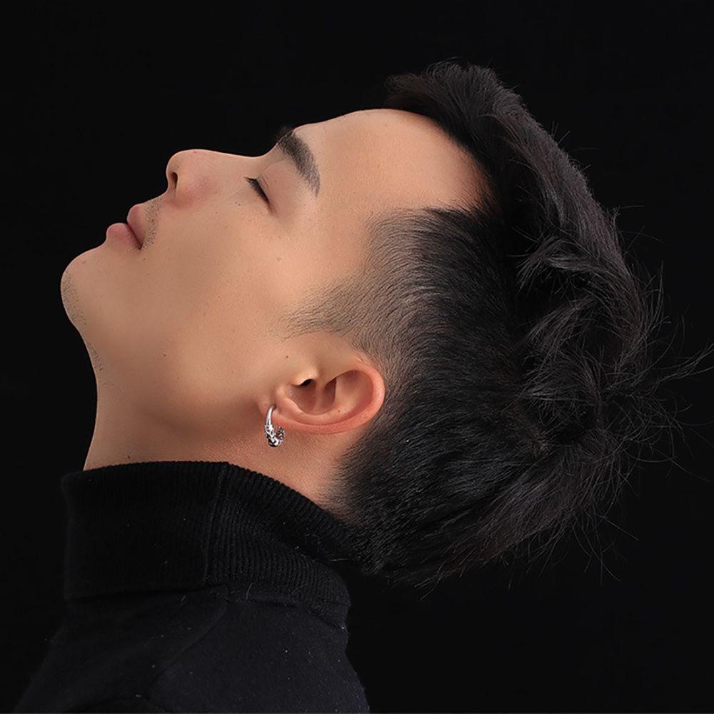 Khuyên Tai Hình Rồng Bằng Thép Không Gỉ Phong Cách Hip Hop Punk Hàn Quốc