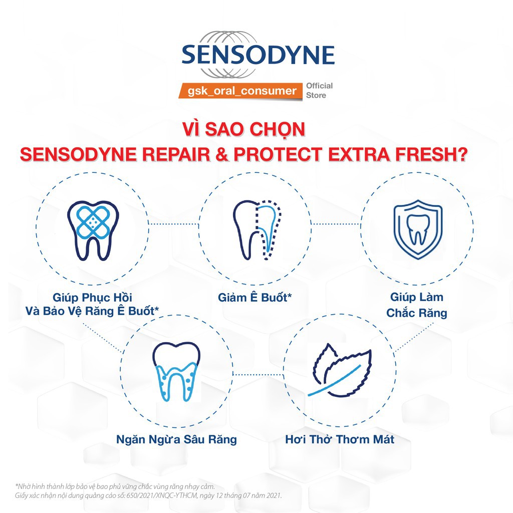 Kem Đánh Răng Sensodyne Giảm Ê Buốt Hương Bạc Hà Và Mát Lạnh hàng chính hãng công ty (100g)