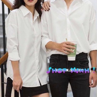 áo sơ mi from rộng nam và nữ màu trắng ,đen_sơ mi nam nữ unisex | BigBuy360 - bigbuy360.vn