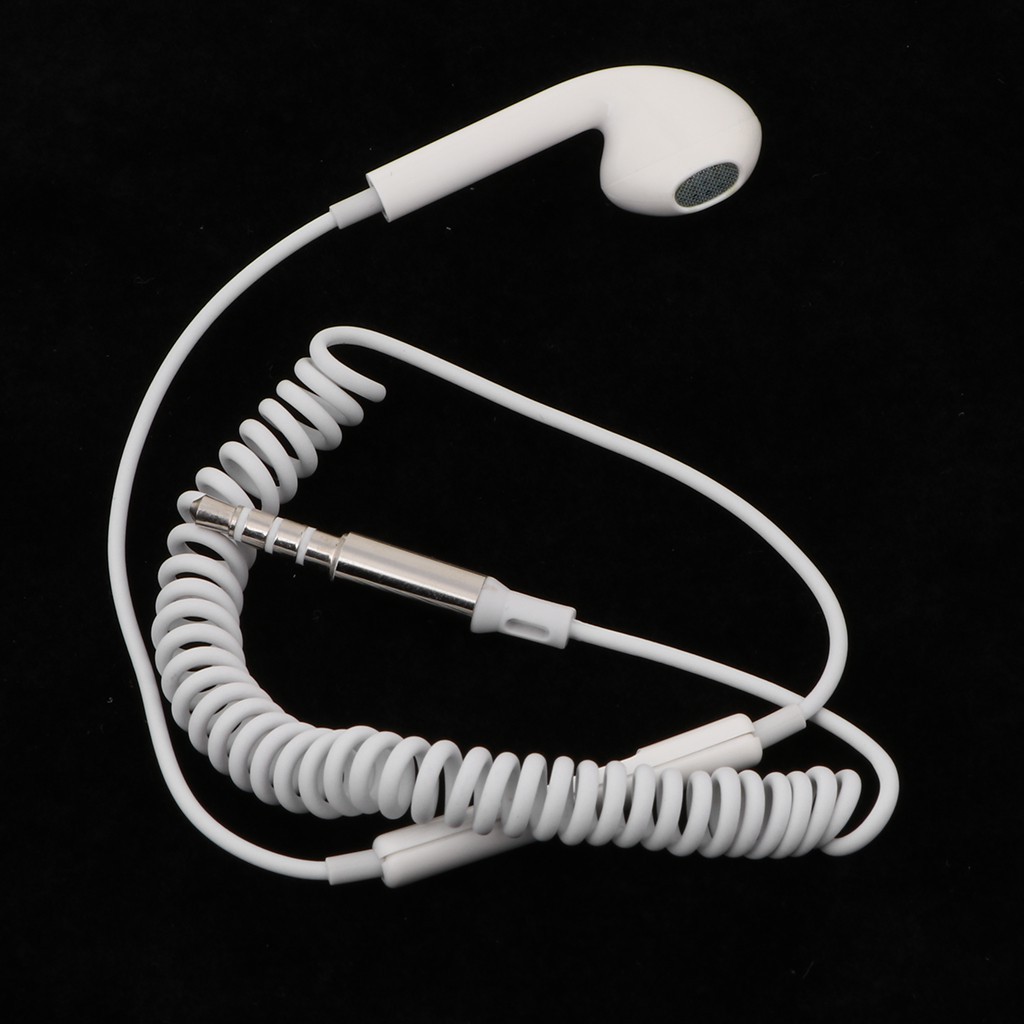 Tai nghe nhét tai dây dài có lò xo màu trắng