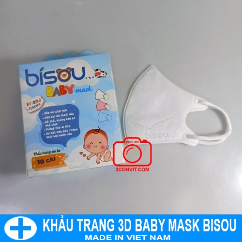 Hộp 10 chiếc khẩu trang trẻ em 3 lớp 3D Mask Baby bisou