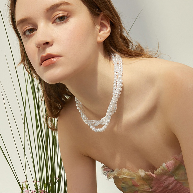 Vòng cổ Nhiều Lớp Đính Ngọc Trai Phong Cách Hàn Quốc Cho Nữ