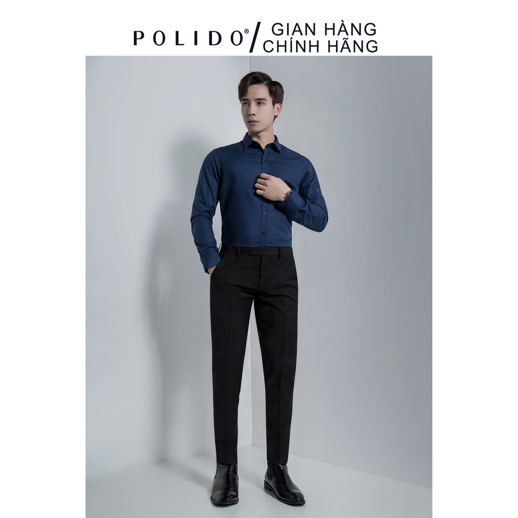 Áo Sơmi Nam Trơn CEFFYLO Màu Xanh Navy Vải Cotton Thấm Hút, Chống Nhăn Form Slimfit | BigBuy360 - bigbuy360.vn