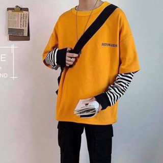 [ Có Ảnh Thật ] Áo thun tay dài form rộng unisex - sweater 2 ống bo tay