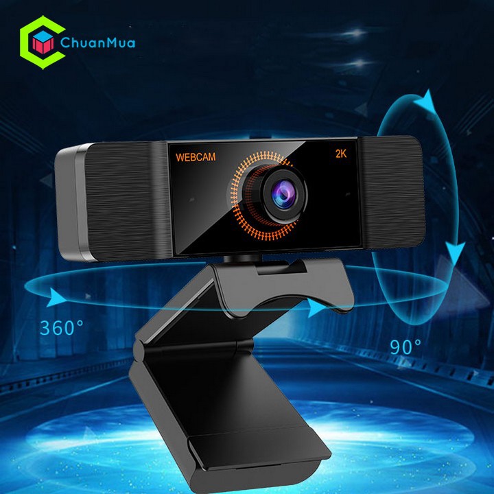 WebCam Full HD 1080 / 2K Tích Hợp 2 Mic, Xoay 360 Độ - Camera Máy Tính, Gọi Zalo học Zoom Online, trực tuyến