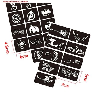 KHUÔN HÌNH XĂM/ HENNA SIÊU HOT SIÊU RẺ ( 1 TỜ A4 CÓ NHIỀU MẪU )