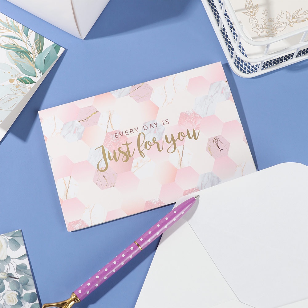 Set 6 thiệp mời với bao thư họa tiết hoa trang trí hội tiệc/đám cưới độc đáo