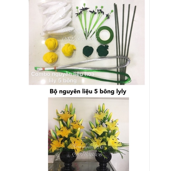 Combo nguyên liệu làm hoa lily 5 bông( như hình)
