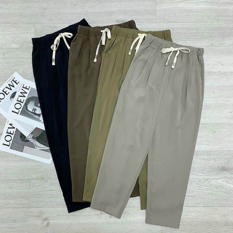 quần baggy nữ cạp chun dây dút vải ruby mịn mẫu mới đẹp