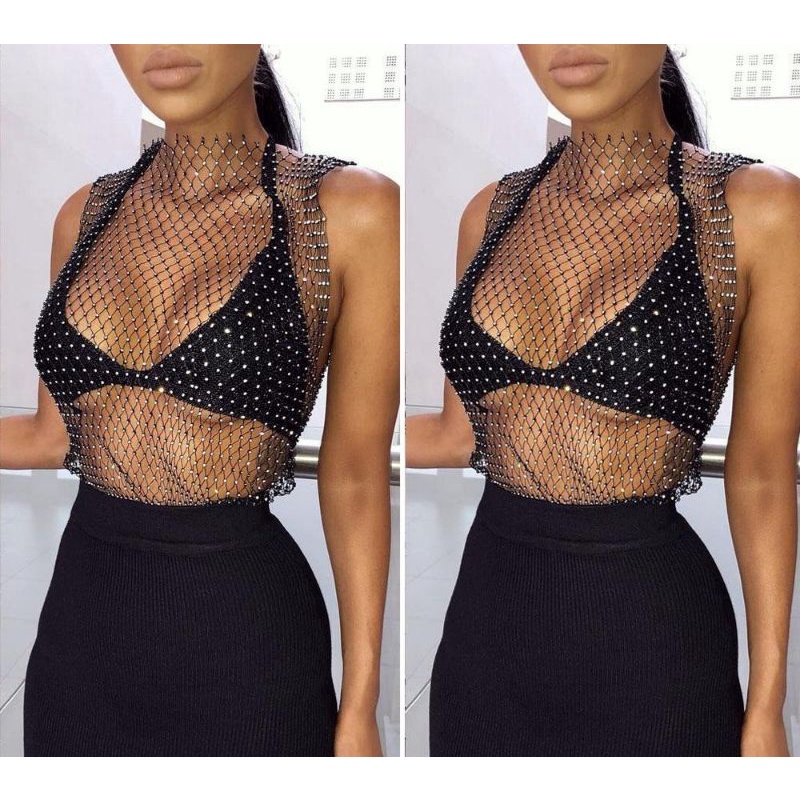 Váy Lưới Đính Đá Lấp Lánh Cover Bikini Đi Biển Cao Cấp Ngọc Trinh