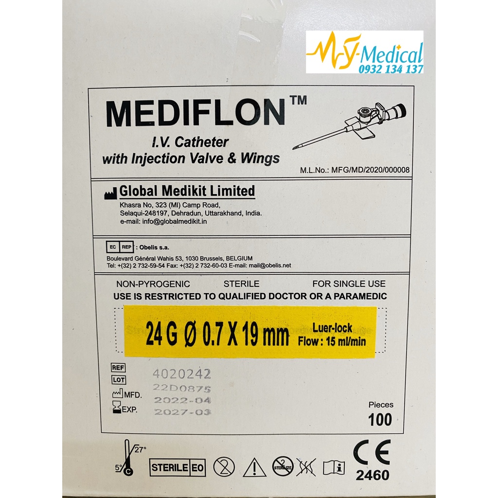 KIM LUỒN TĨNH MẠCH MEDIFLON MEDIKIT 20G 22G 24G