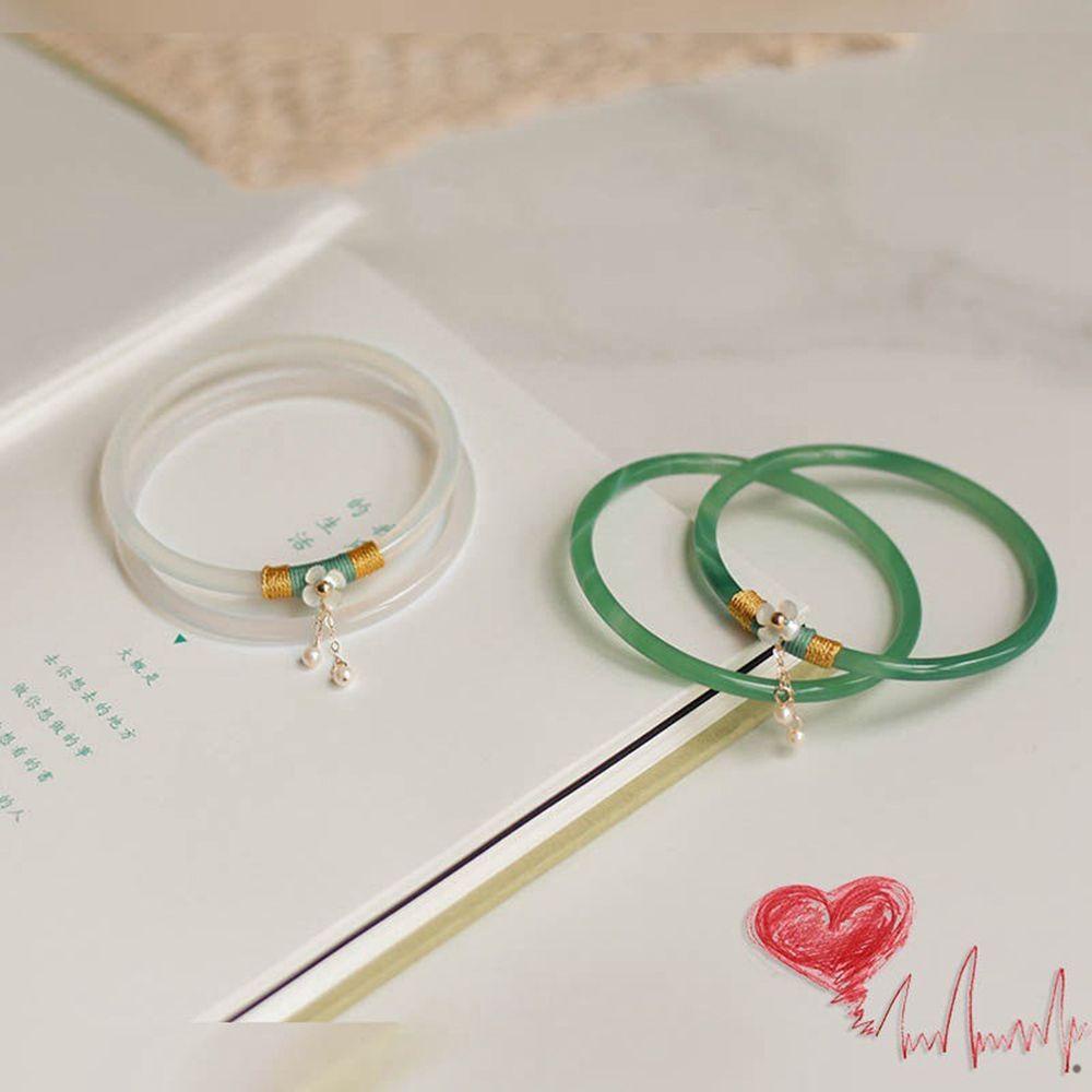 Vòng tay ngọc bích SKJK phong cách Trung Hoa sang trọng thời trang