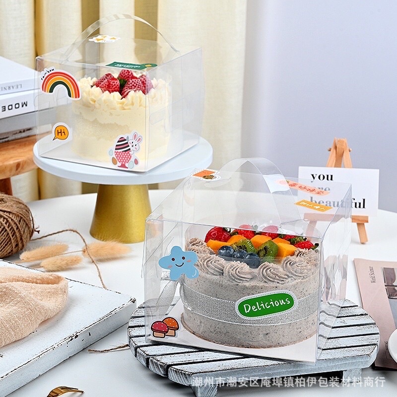 (Gói 5 / 10 Tờ) Hộp Bánh Trong Suốt 1 Pound Nửa 2 Pound Có Đế Đẹp Cao