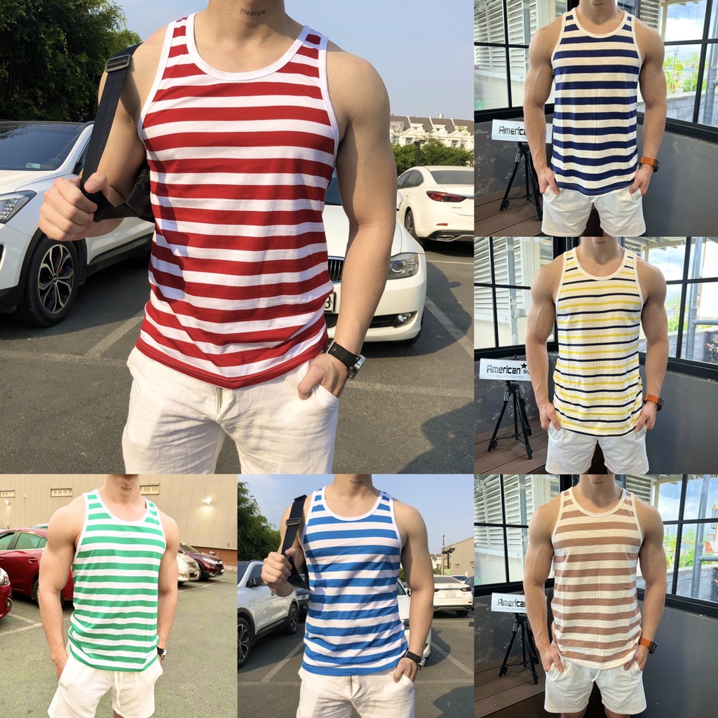 Áo Ba Lỗ Tanktop Nam Thời Trang Gym Mặc Nhà Đi Biển Vải Cotton Nhập Khẩu 100% Cực Đẹp