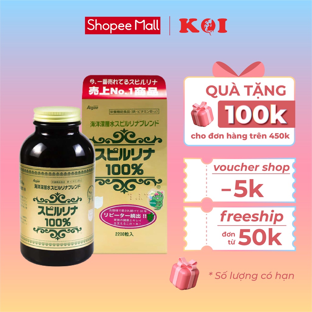 Thực phẩm bảo vệ sức khỏe Tảo xoắn Deep Ocean Water Spirulina hộp 2200 viên