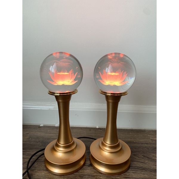 Đèn Thờ Cúng Hoa Sen Pha Lê Tròn - Đèn Điện LED đổi màu cao cấp