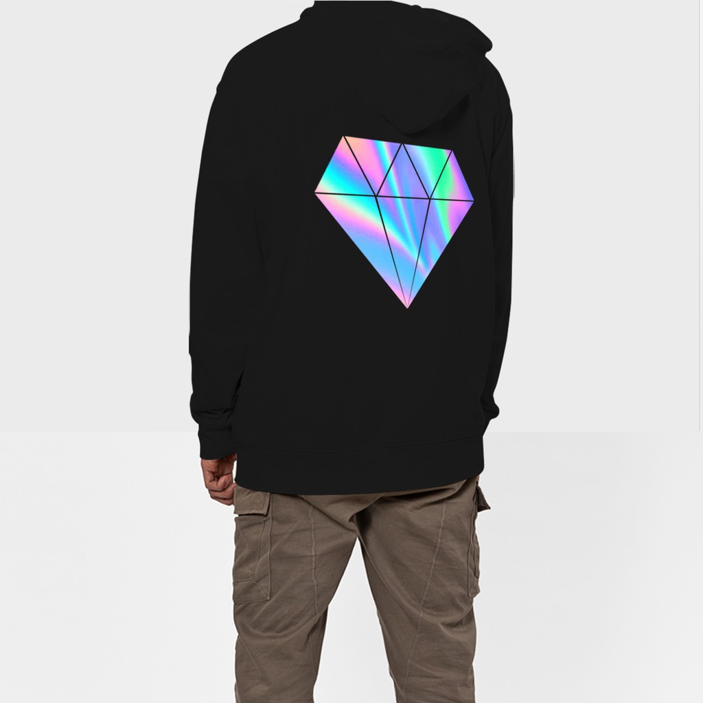 Áo Khoác Nỉ Hoodie Phản Quang Kim Cương Unisex Freesize Dưới 65 Kg