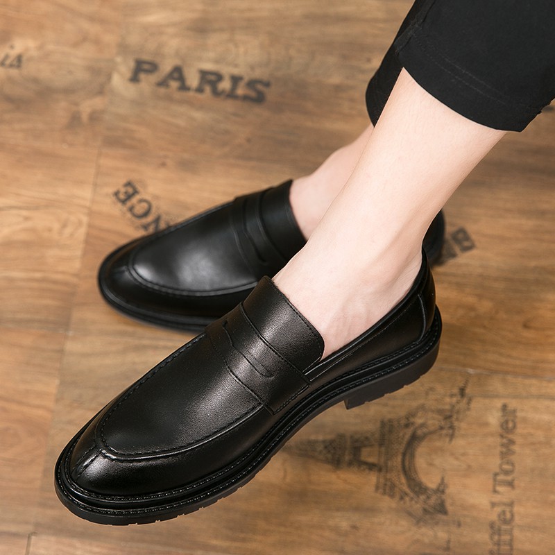 Elegant business style plain leather shoes for men