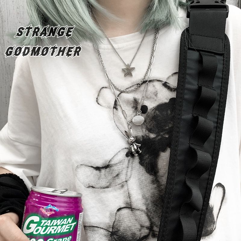 Dây Chuyền Thép Titan Nhiều Lớp Mặt Hình Thỏ Cá Tính Phong Cách Hip-Hop