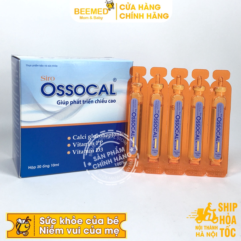 Siro Ossocal - Bổ sung canxi hữu cơ và D3 cho mẹ bầu, sau sinh và trẻ nhỏ, phát triển về chiều cao hộp 20 ống