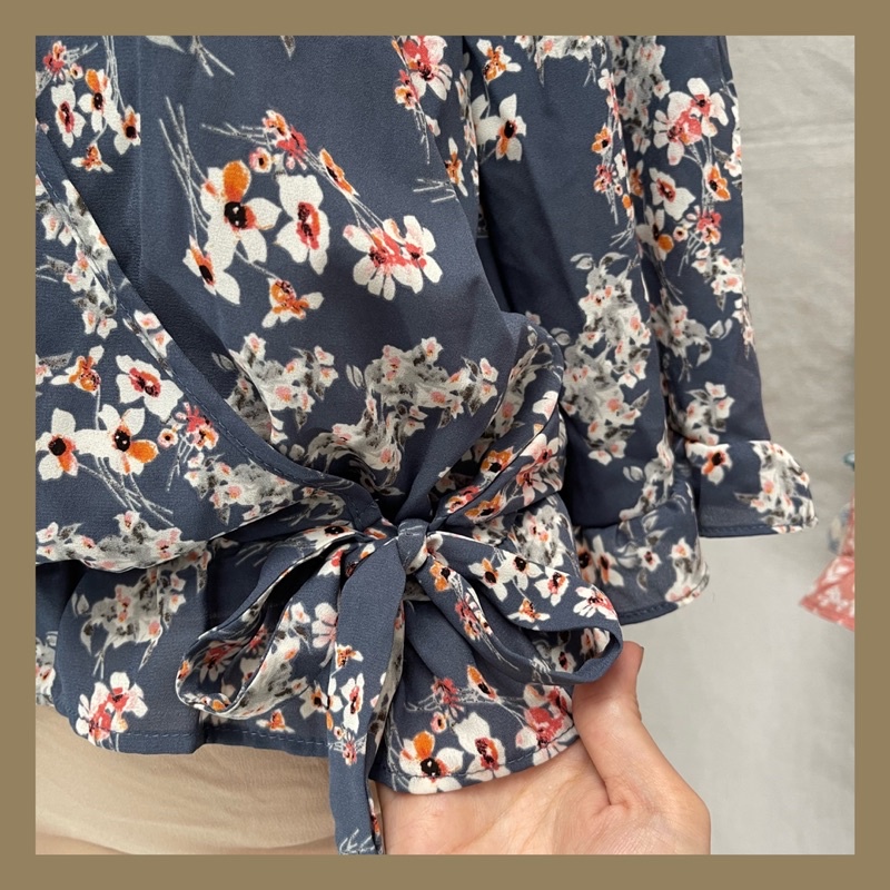 Áo Peplum Bo Chun Vạt Chéo Cột Nơ SIENNA SKY