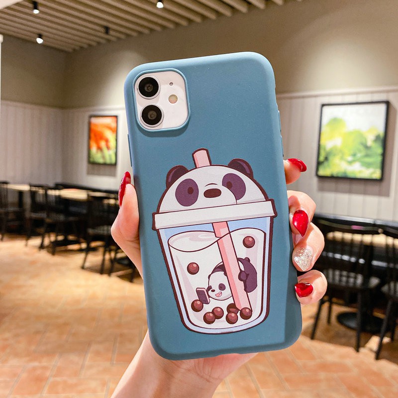 Ốp lưng Huawei Y9 Y7 Y6 P30 Mate 20 Pro Prime 2018 2019 Nova 2i 3e 3i 5T Samsung M30s M20 J6 A6 Plus 2018  Milk Tea Bear Matte Soft Case Cover/HSND