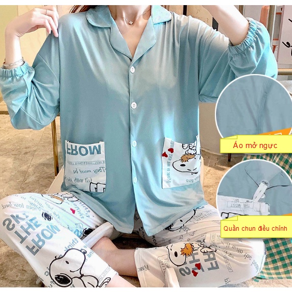 Bộ đồ bầu mặc nhà, Đồ bộ sau sinh cho bé bú ti Pijama, pizama, pyjama HÀNG Quảng Châu Loại 1 đẹp Bigsize giá rẻ