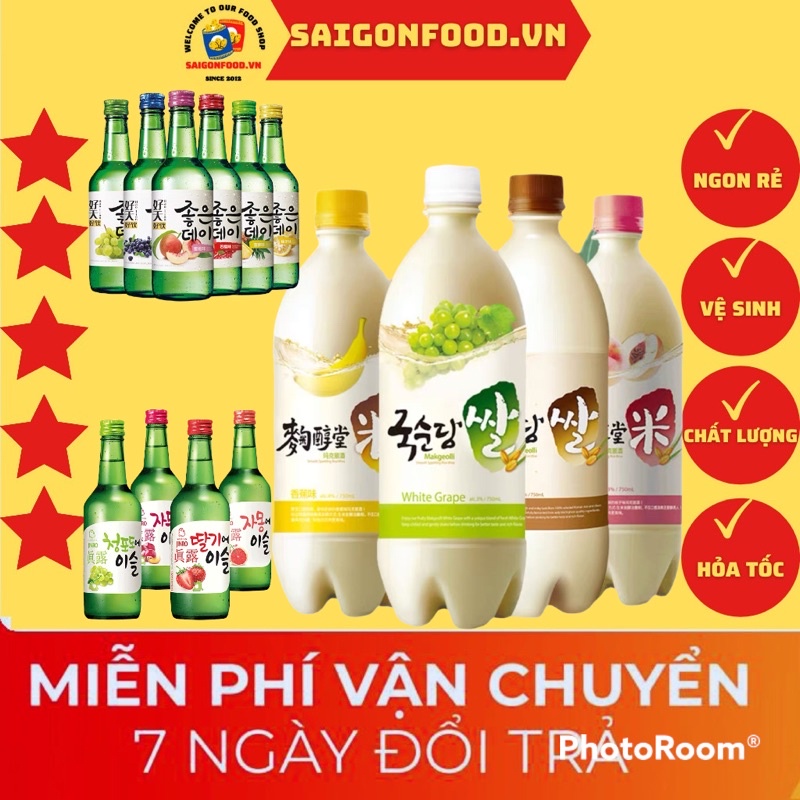 Soju Nước Gạo Lên Men Hàn Quốc Makgeolli Kook Soon Dang vị trái cây [Đào_Nho_Chuối_Truyền thống] chai thơm ngon dễ uống