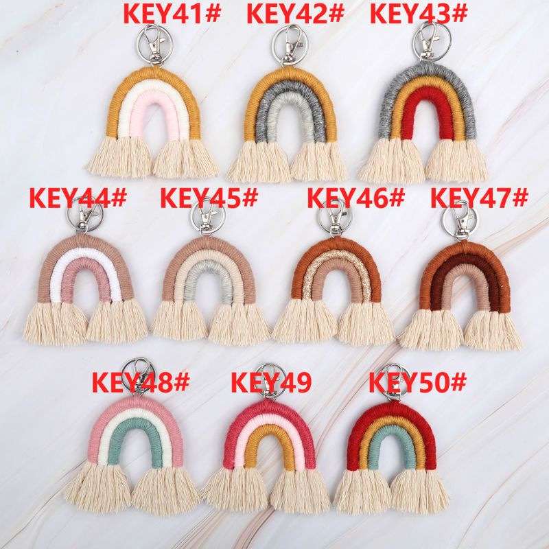 ✿ Móc Khóa Macrame Đan Sợi Màu Cầu Vồng Thời Trang Cho Nữ