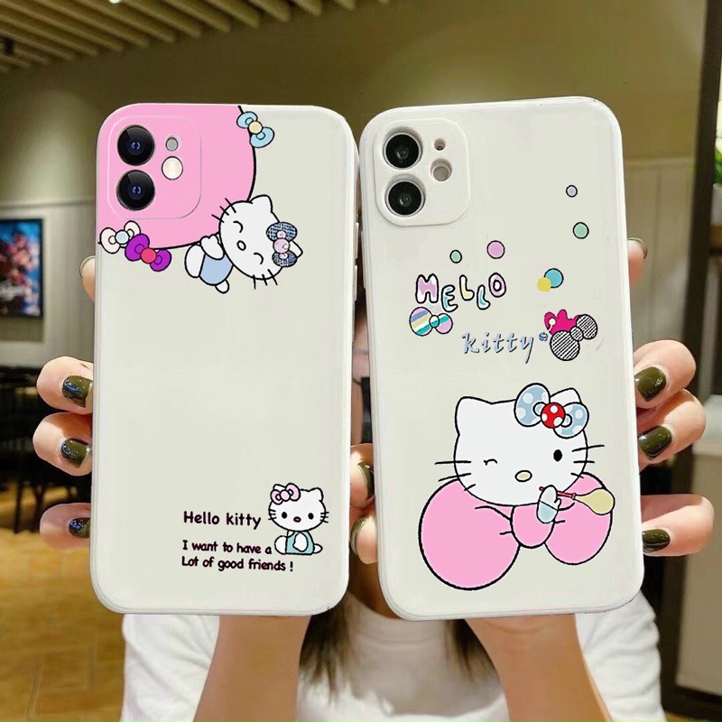Ốp lưng mèo hello kittY cute cạnh vuông giả ip12 5/5s/6/6plus/6s/7/7plus/8/8plus/x/xr/xs/11/12/pro/max