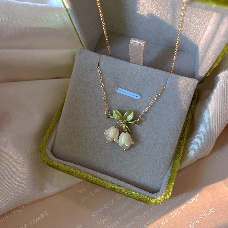 Vòng cổ/ Khuyên tai/ Vòng đeo tay Ahellogirl hình hoa lily trắng đính ngọc trai xinh xắn cho nữ