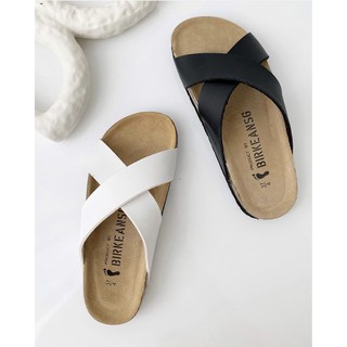 Dép birken quai chéo Deta Dép đế trấu