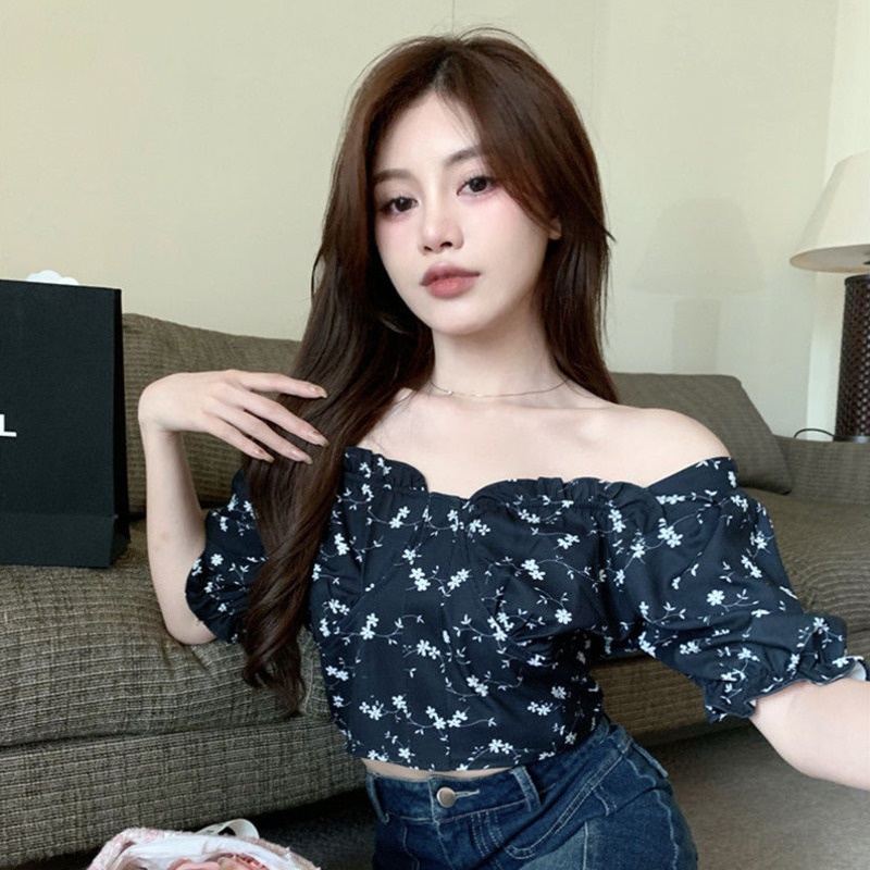 Áo Sơ Mi Tay Phồng Họa Tiết Hoa Thời Trang Mới Cho Nữ