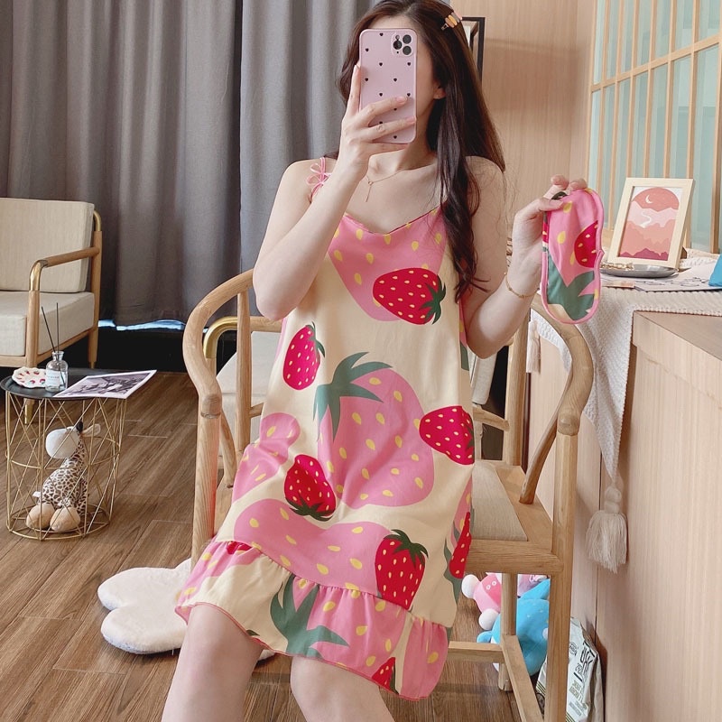 Váy ngủ 2 dây đầm ngủ thun mềm mịn, thoáng mát | BigBuy360 - bigbuy360.vn