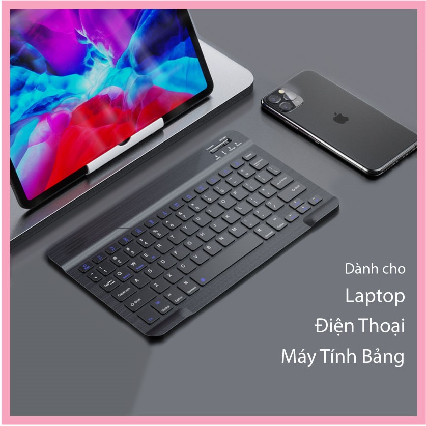 Bàn phím Bluetooth cho iPad, Iphone, Máy tính bảng (iOS, Android, Window) 10" - SP mới BH 1 năm