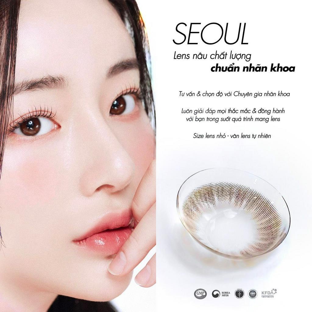 Lens nâu tự nhiên Angel Eyes SEOUL có cận - GDia 12.8mm - Độ cận 0-8