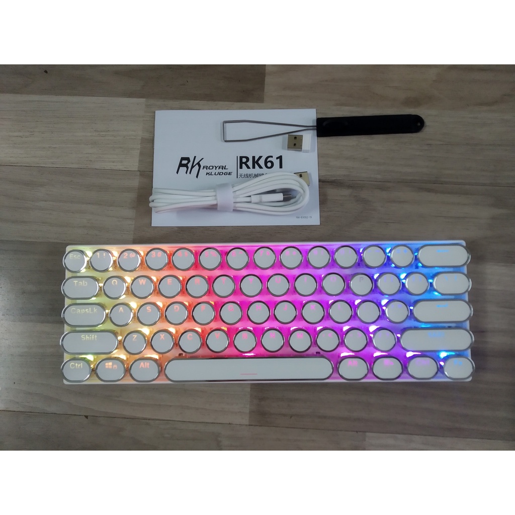 Bàn Phím Cơ Không Dây RK61 RGB/ Đơn Sắc - Bản Classic - 3 Chế Độ Bluetooth 5.0/ Wifi /Có Dây - Chính Hãng Royal Kludge