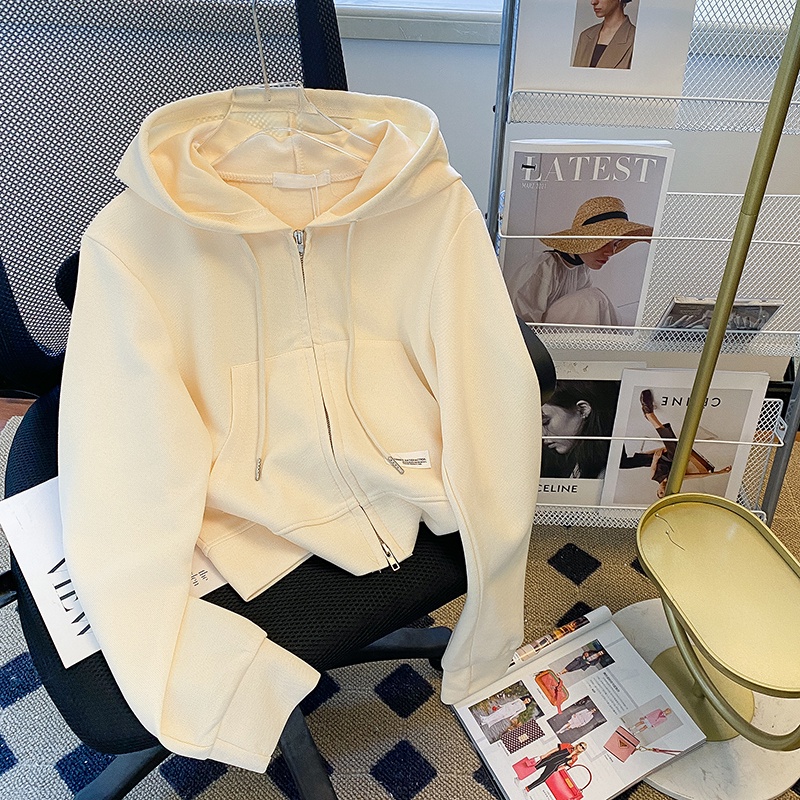 SUXI Áo Khoác Nữ Dài Tay Có Nón Khóa Kéo Thời Trang