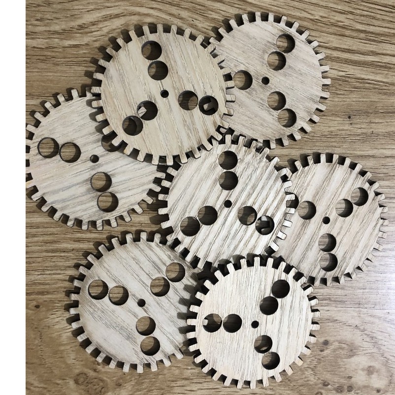 Combo 6 Bánh Răng Bằng Gỗ Hình Răng Cưa Dùng Để Trang Trí, Phụ Kiện Làm Bảng Bận Rộn BusyBoard Mẫu 3