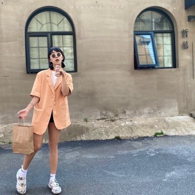 Ảnh thật 5 hình cuối-HC616.Áo blazer cam ngắn tay mùa hè phong cách Hàn Quốc | BigBuy360 - bigbuy360.vn