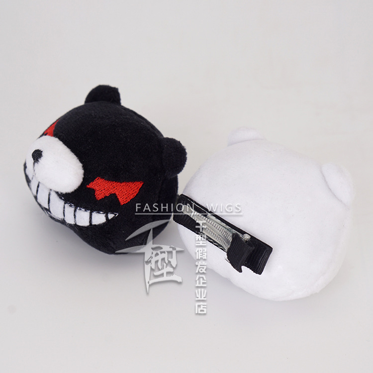 Danganronpa: Trigger Happy Havoc Enoshima Junko Cos Headdress Black White Bear Hairpin Anime Game Peripheral Hair Accessory